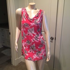 I-N-C pink and grey blouse with beads XL